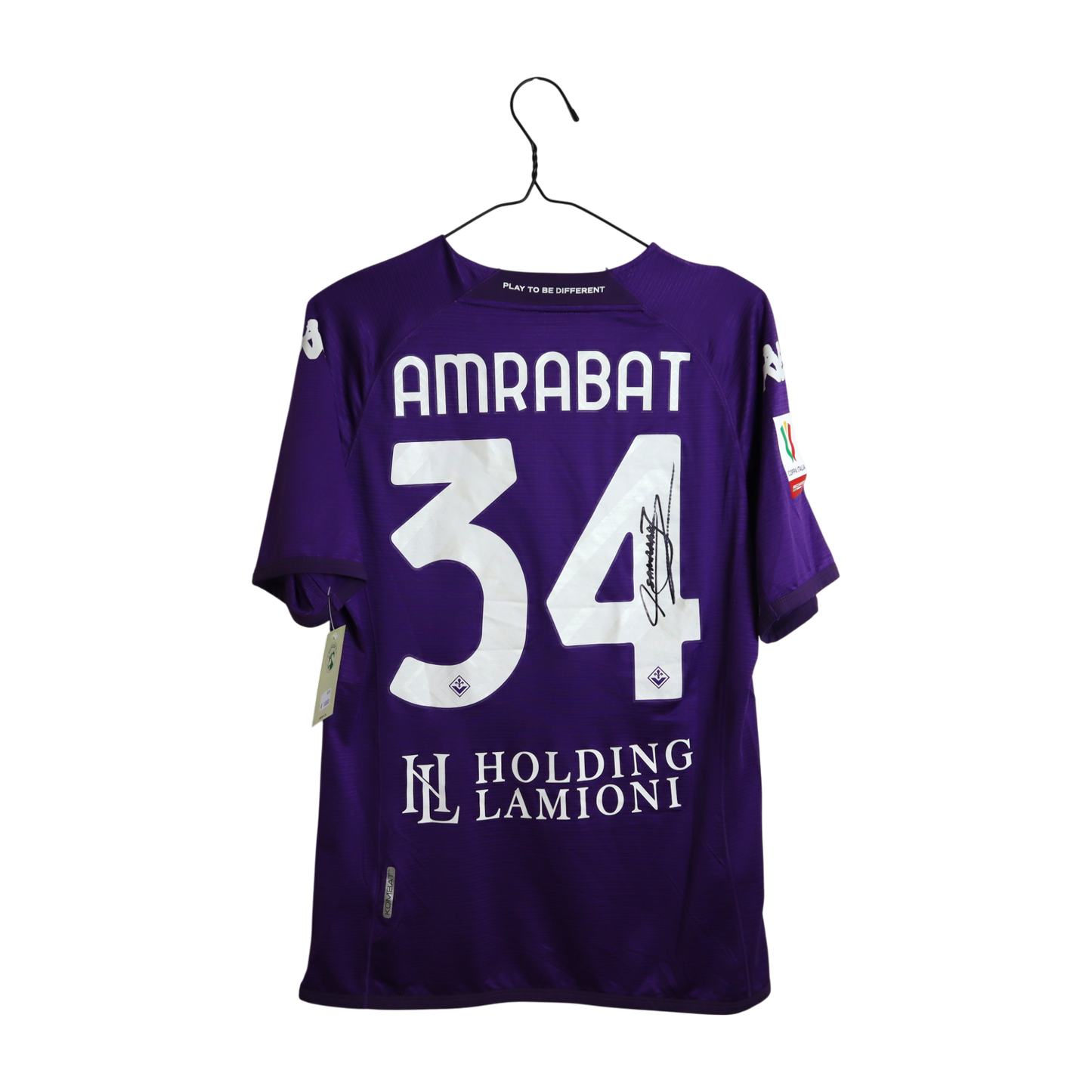 Fiorentina Amrabat 2022-23 Matchprepared Coppa Italia Finale mit Unterschrift (L)