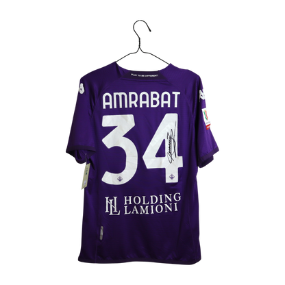 Fiorentina Amrabat 2022-23 Matchprepared Coppa Italia Finale mit Unterschrift (L)