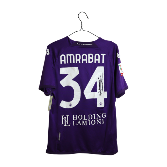 Florenz Amrabat Heim 22-23 Matchprepared Copa Italia Finale mit Signatur (L)